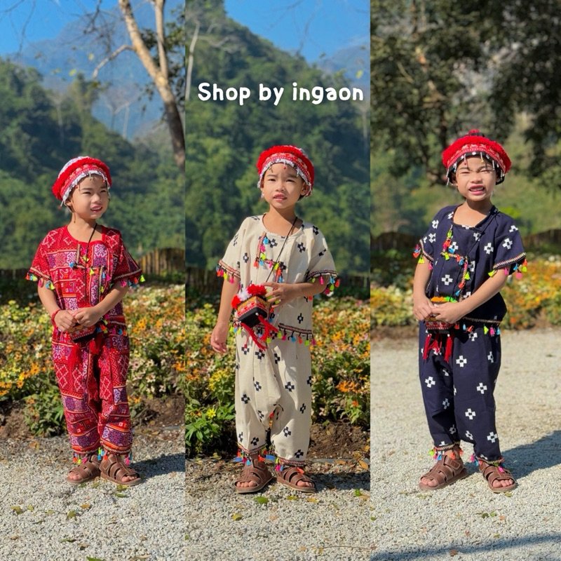 ชุดพื้นเมืองเด็ก ชุดเด็กดอย(มีไซส์1-10ปี) รุ่นพิมพ์ลาย+เเต่งพู่ ใส่ได้ทั้งเด็กผู้ชายเเละเด็กผู้หญิง