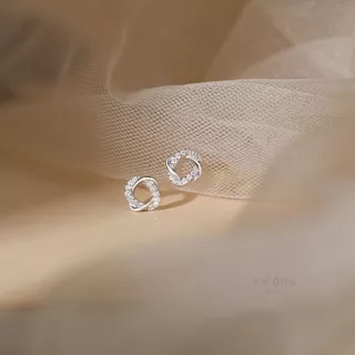 ESCOBAL ต่างหูเงินแท้ Zircon hoops ต่างหูเงิน ตุ้มหูเพชร ต่างหูมินิมอล ต่างหูแฟชั่น วาเลนไทน์