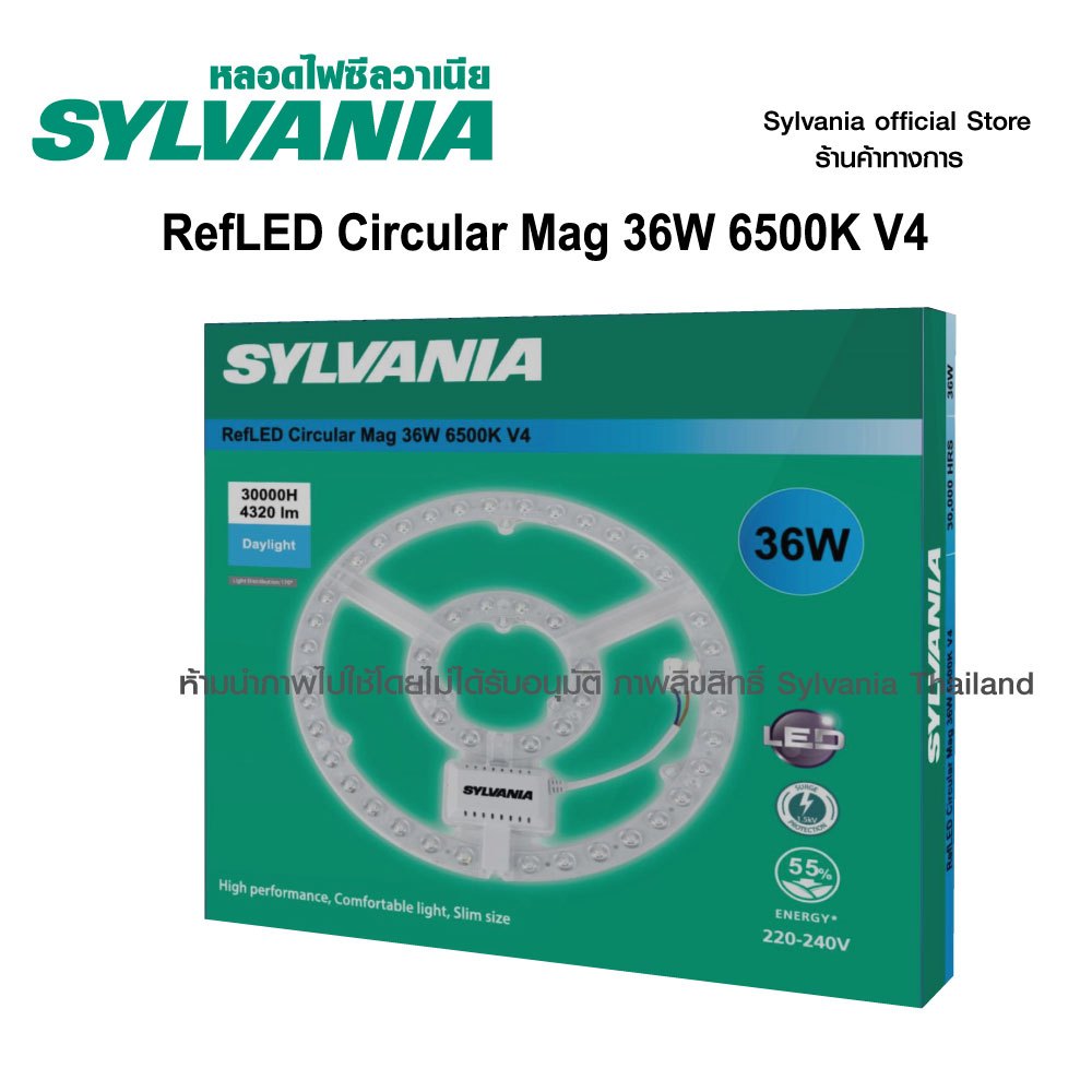 (สินค้าใหม่สุดๆ) SYLVANIA แผงไฟแม่เหล็ก LED แผงวงจร แผ่นชิป โคมไฟ โคมไฟเพดาน ไฟติดห้อง รุ่น RefLED Circular Mag 36W 6500