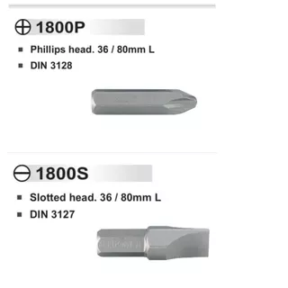 Kingtony ดอกไขควงตอก ปากแฉก PH2 PH3 / ปากแบน รุ่น 1800P 1800S ของแท้100% Made In Taiwan # ไขควง