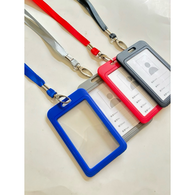 กรอบบัตรป้ายชื่อพนักงานพร้อมสายคล้องคอคลิปเหล็ก 12สี คุณภาพแข็งแรง