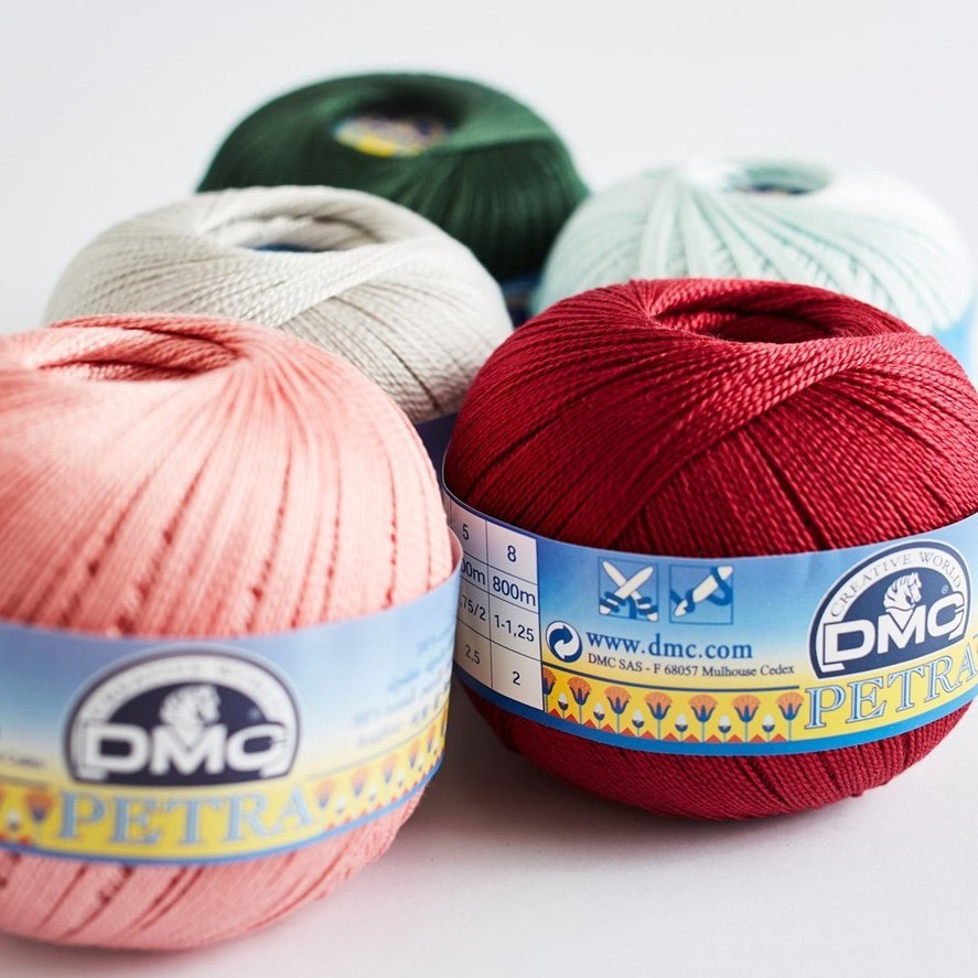 DMC Petra เบอร์ 5 ไหม Cotton คุณภาพสูงสำหรับงานโครเชต์ และลูกไม้ ขนาด 100g ผลิตในฝรั่งเศส 🇫🇷