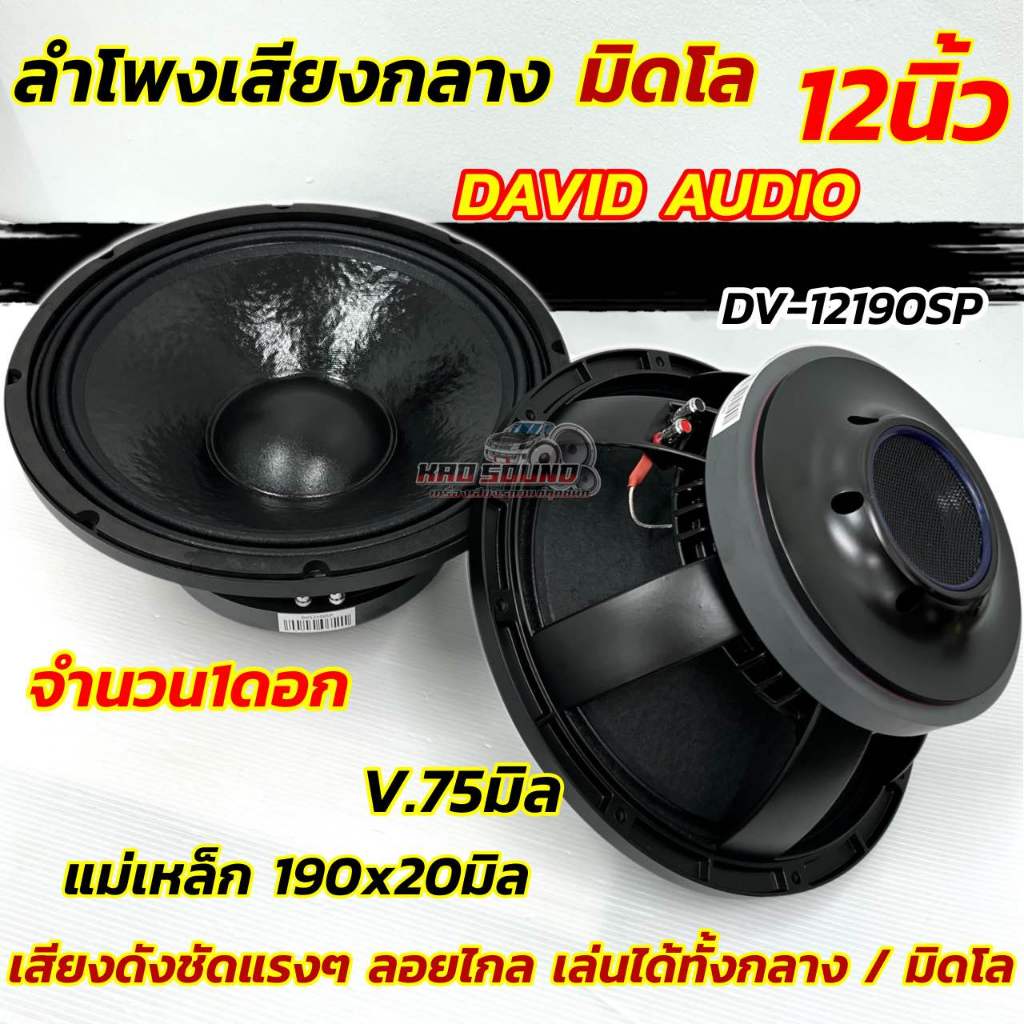1ดอก NEW 2025 ลำโพงเสียงกลาง ลำโพงมิดโล ขนาด 12นิ้ว DAVID AUDIOรุ่น DV-12190SP mid low แม่เหล็ก190x20มิลวอยซ์75มิล