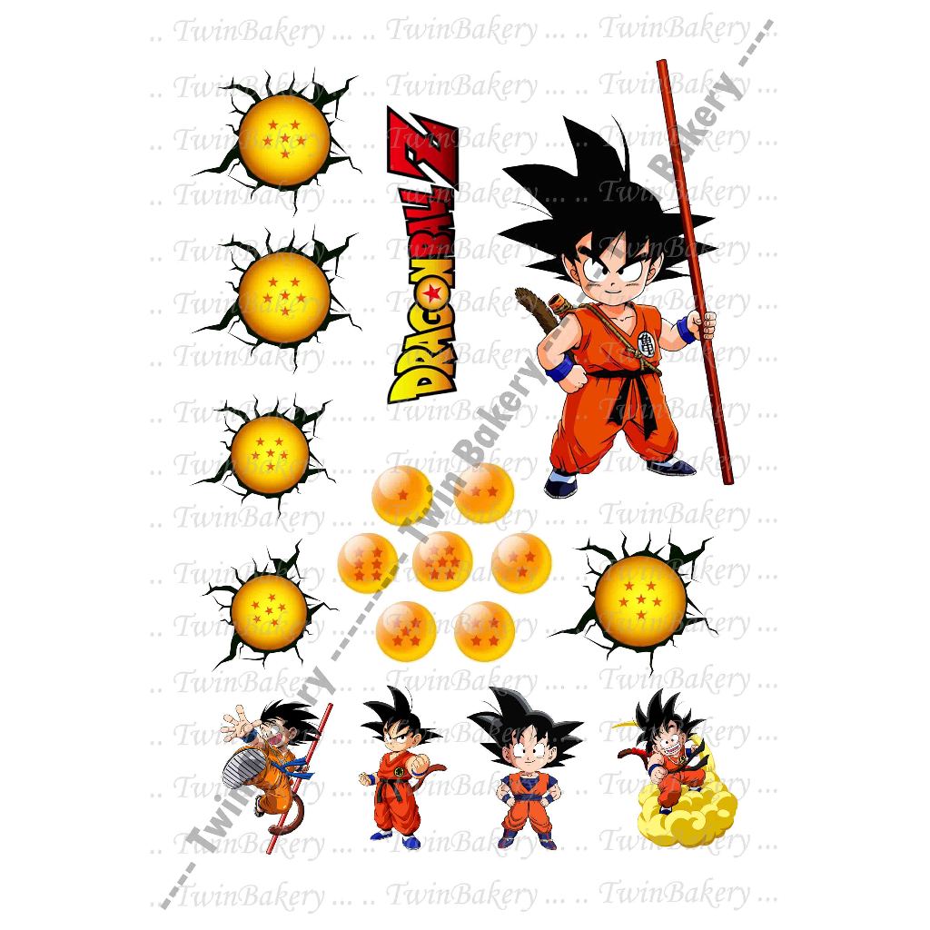 แผ่นเวเฟอร์ (Wafer Sheet) สำหรับตกแต่งเค้ก รวมลายดราก้อนบอล โงกุน Dragonball ** ทานได้ **