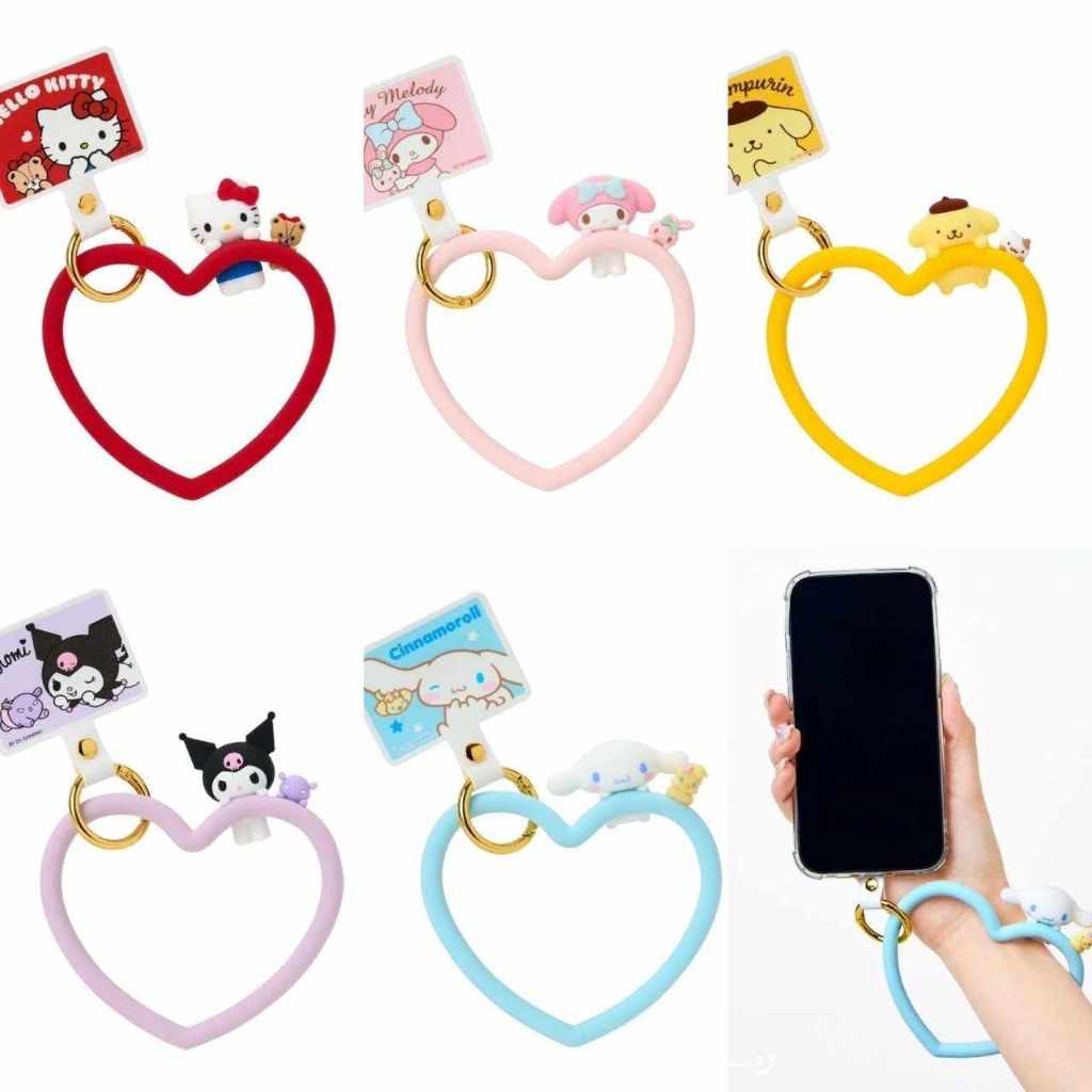 หัวใจ สายคล้องโทรศัพท์ สายห้อยโทรศัพท์มือถือ ห้อยลูกปัด Sanrio Multiring Kitty  My Melody / Kuromi / Cinnamonroll – โปรปัง