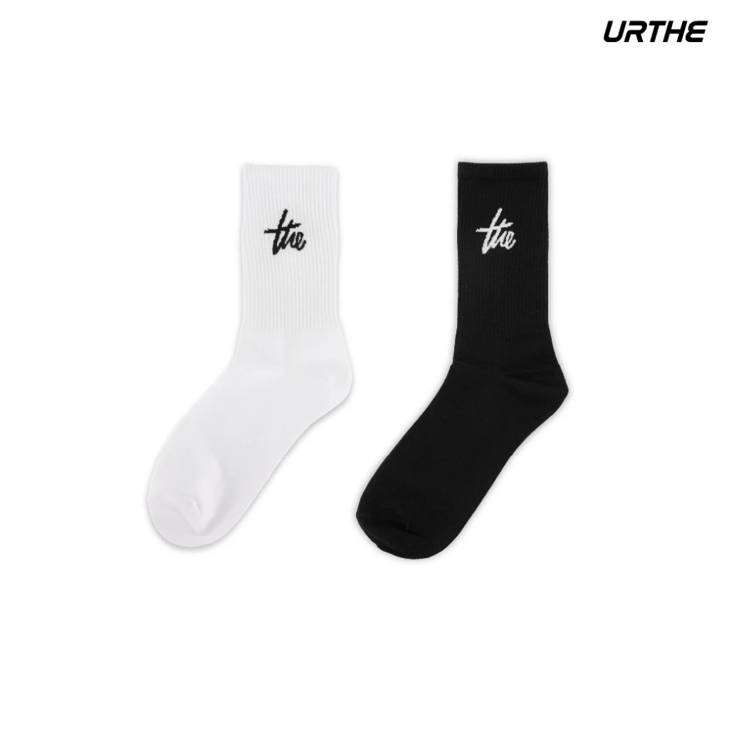 URTHE - ถุงเท้า เเพ็ค 3 คู่ 200 ปักโลโก้ รุ่น THE SOCKS 3 PACK