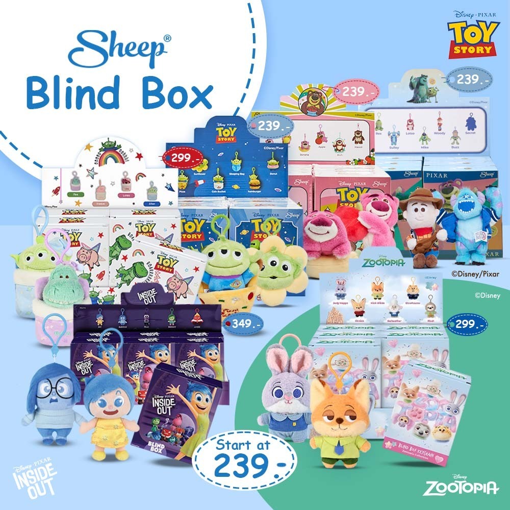 [กล่องสุ่ม Blind Box Disney] Blind Box Disney Keychain กล่องสุ่มพวงกุญแจ ลิขสิทธิ์แท้Toy Story/Zootopia/Lotso/Inside Out