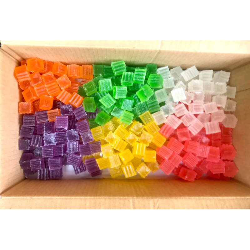 วุ้นกรอบ ใหญ่คละ6 สี น้ำหนักเนื้อขนมล้วนๆ 2 กิโลกรัม สดใหม่ รสหวานพอดี ไม่ใส่สารกันบูด