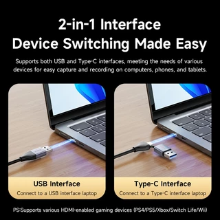 ⚡ส่งจาก กทม⚡Jasoz USB C Video Capture Card การ์ดจับภาพวิดีโอ 4K USB3.0/Type-C PD100W Audio Video Recording in 1080p