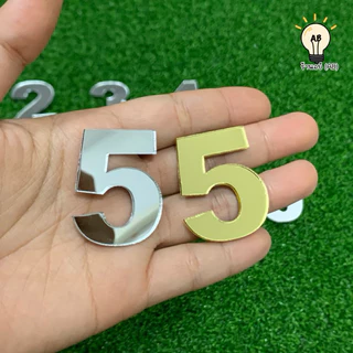 🆎 ตัวเลขอะคริลิค Mirror เลขที่บ้าน ป้ายอะคริลิค สีทองและสีเงิน สูง 4 ซม. 6 ซม. และ 9 ซม.
