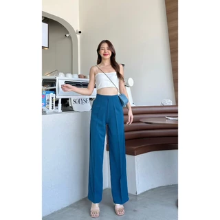 PT03 รุ่นขอบในตัว ใส่แล้วสูงเพรียว กางเกงขายาว ผู้หญิง กางเกงทรงกระบอก กลาง ทรงสวยมาก Pants Lady