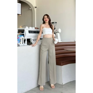 PT03 รุ่นขอบในตัว ใส่แล้วสูงเพรียว กางเกงขายาว ผู้หญิง กางเกงทรงกระบอก กลาง ทรงสวยมาก Pants Lady