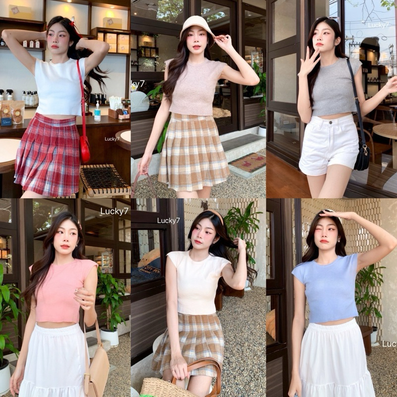 BY IRA Mia Basic Top เสื้อครอปคอกลม ทออย่างดี เนื้อนิ่ม ใส่สบาย สวยเก๋มาก มีสีให้เลือกเยอะ