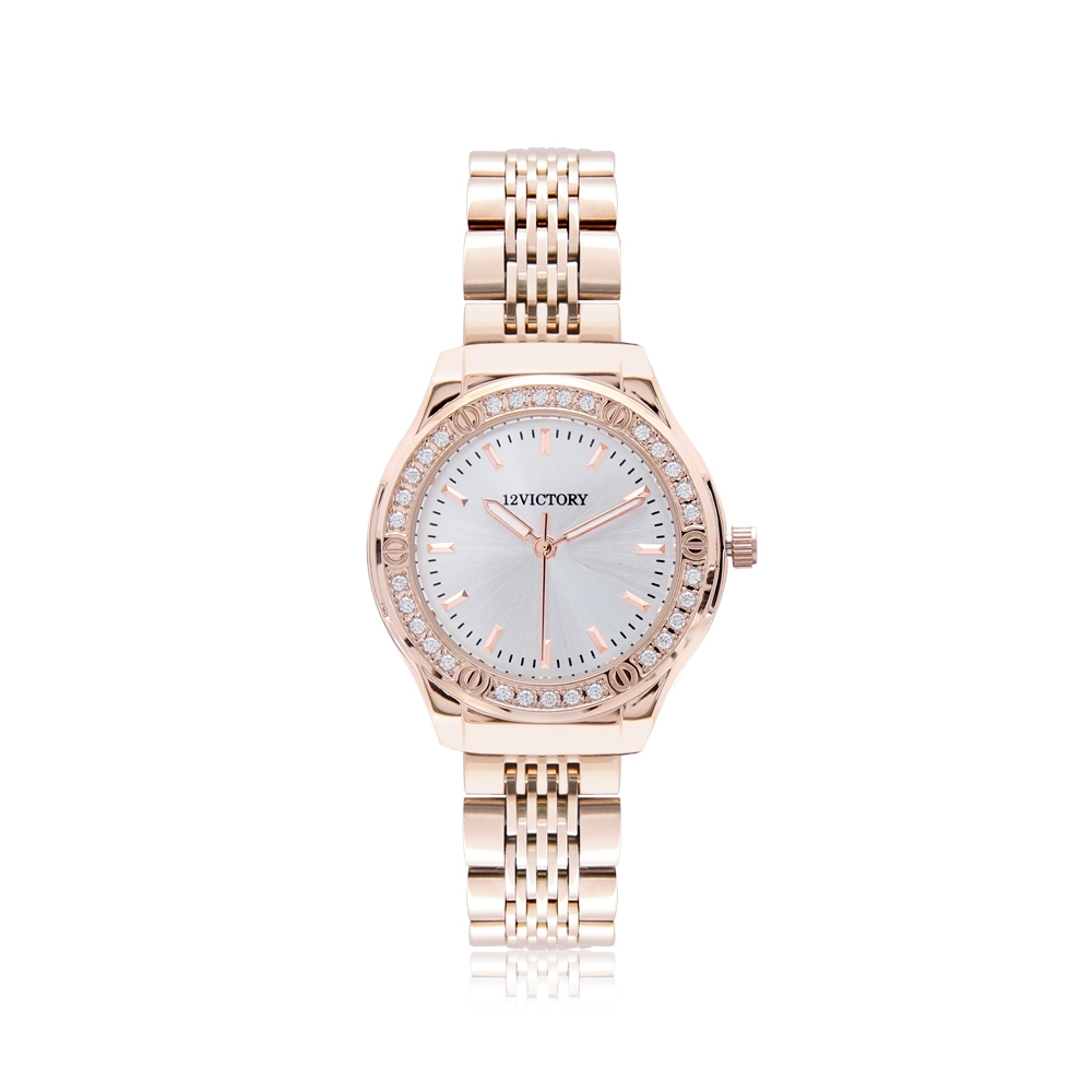 12VICTORY LWA0188-R นาฬิกาผู้หญิง ประดับเพชร Hearts & Arrows