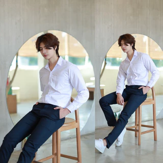 เสื้อนักศึกษาชาย แขนยาวและแขนสั้น ไซต์ S-56" ผ้าคอมทวิว ผ้าไมโคร ผ้าดิบ