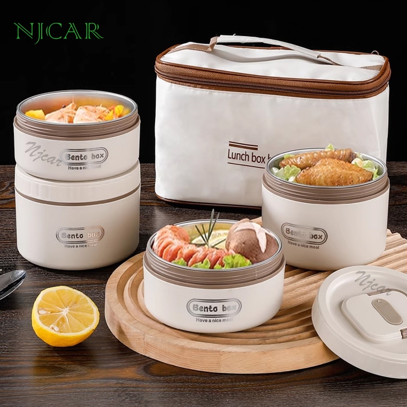 NJCAR1 LK109 กล่องข้าว กล่องอาหารกลางวัน ปิ่นโตใส่อาหาร เข้าไมโครเวฟได้ 304สแตนเลส พร้อมกระเป๋า
