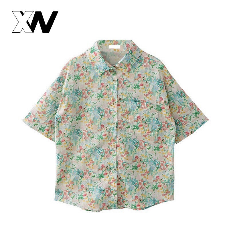 XWbrand   NEW  เสื้อแฟชั่นลายดอก สุดน่ารัก ดีเทลดอกไม้สีสดใส เนื้อผ้าเบาสบาย ราคาถูก  ไม่เชื่อลองมาซื้อกันได้