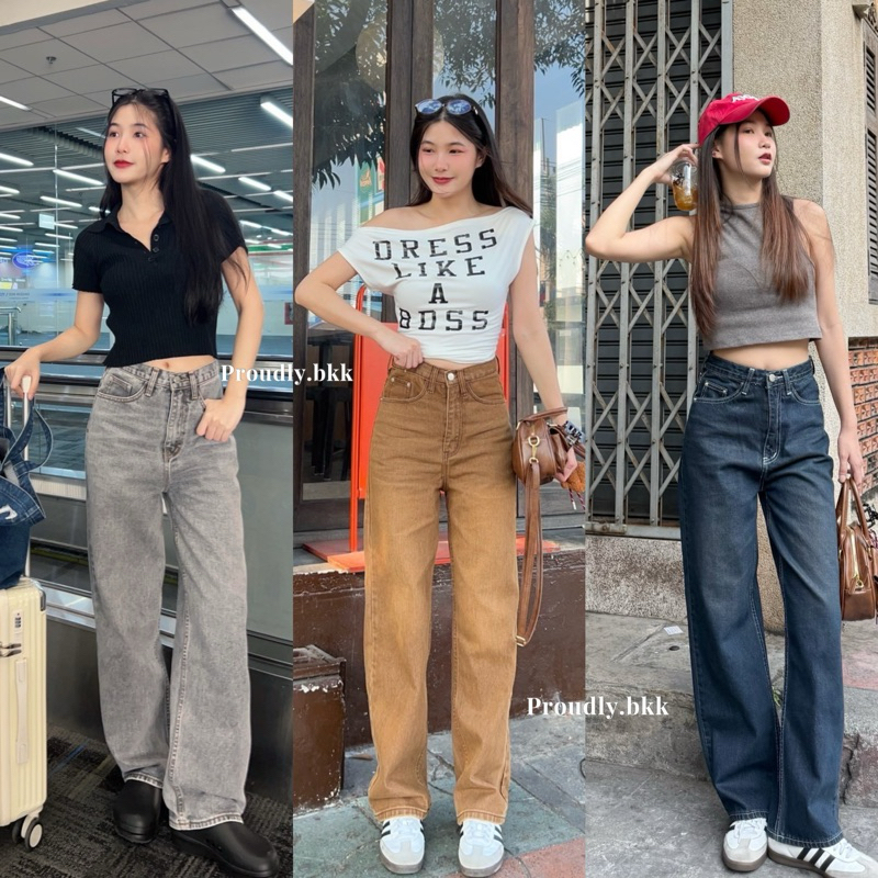 Proudly.bkk Lucky Choo jeans กางเกงยีนส์เองสูงขากระบอกกลาง