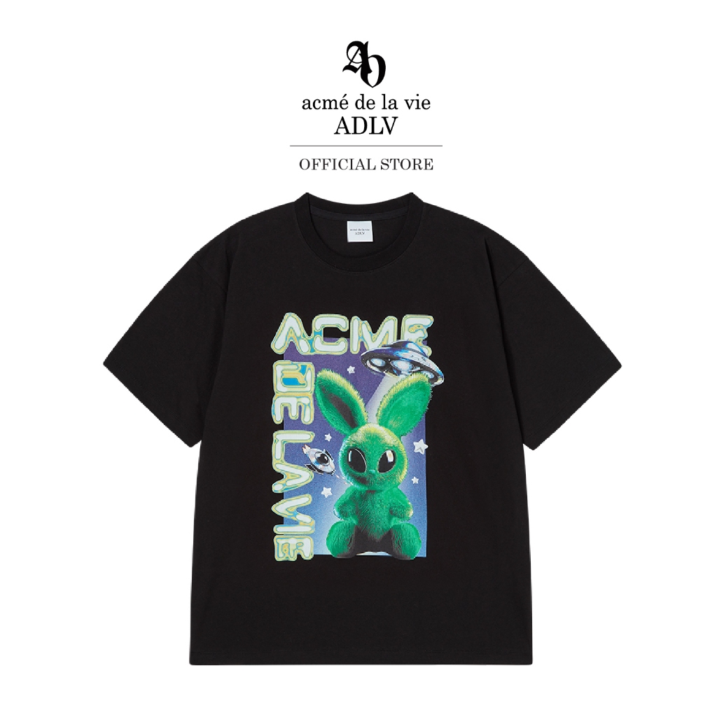 ADLV [acme de la vie] เสื้อยืด Oversize รุ่น Real Alien Fuzzy Rabbit Short Sleeve T-Shirt Black (50101SRASSU_S5BKXX)
