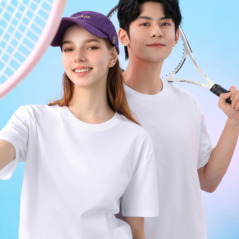 เสื้อยืดคอกลมแขนสั้น สีพื้น ม่ยืด ไม่หด ระบายอากาศได้ดี สวมใส่สบาย ระบายอากาศได้ Unisex สีดำ สีขาว