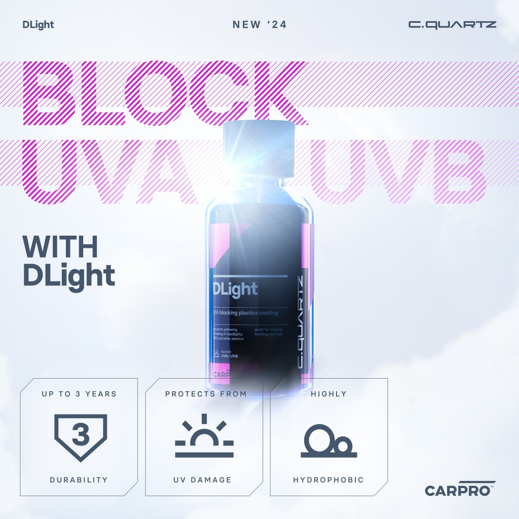 CARPRO CQuartz DLight น้ำยาเคลือบเซรามิกโครมไฟรถยนต์โดยเฉพาะ ขนาด 30 ml, 50 ml