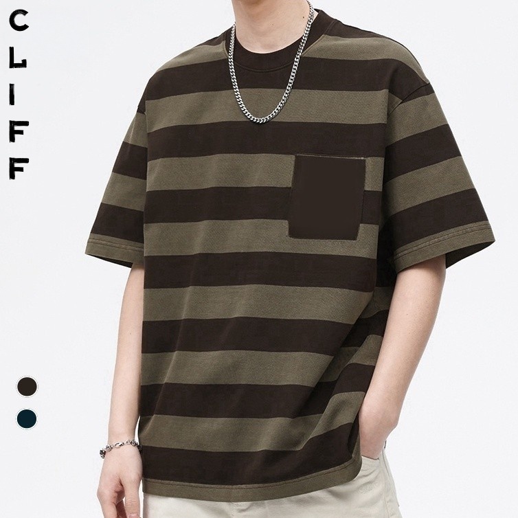 CLIFF แขนสั้นแบบย้อนยุค กระเป๋า สบาย ๆไบนารี เสื้อผู้ชาย โหมดถ่ายภาพ
