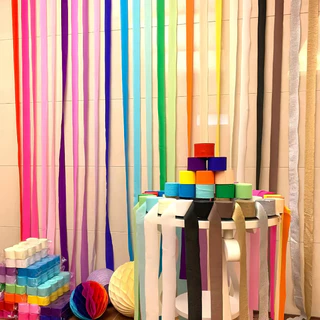 ส่งสินค้าทุกวัน ม่านสายรุ้ง 25 เมตร กระดาษม้วนตกแต่ง creping paper ฉากแต่งงาน กระดาษทำดอกไม้