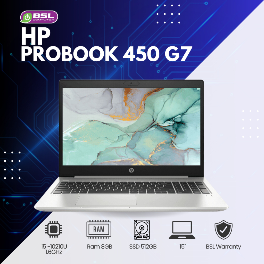 พร้อมส่ง HP ProBook 450 G7 i5 gen 10 / 8GB / 512GB หน้าจอ 15.6 นิ้ว Numpad USED Laptop โน๊ตบุ๊คมือสอ
