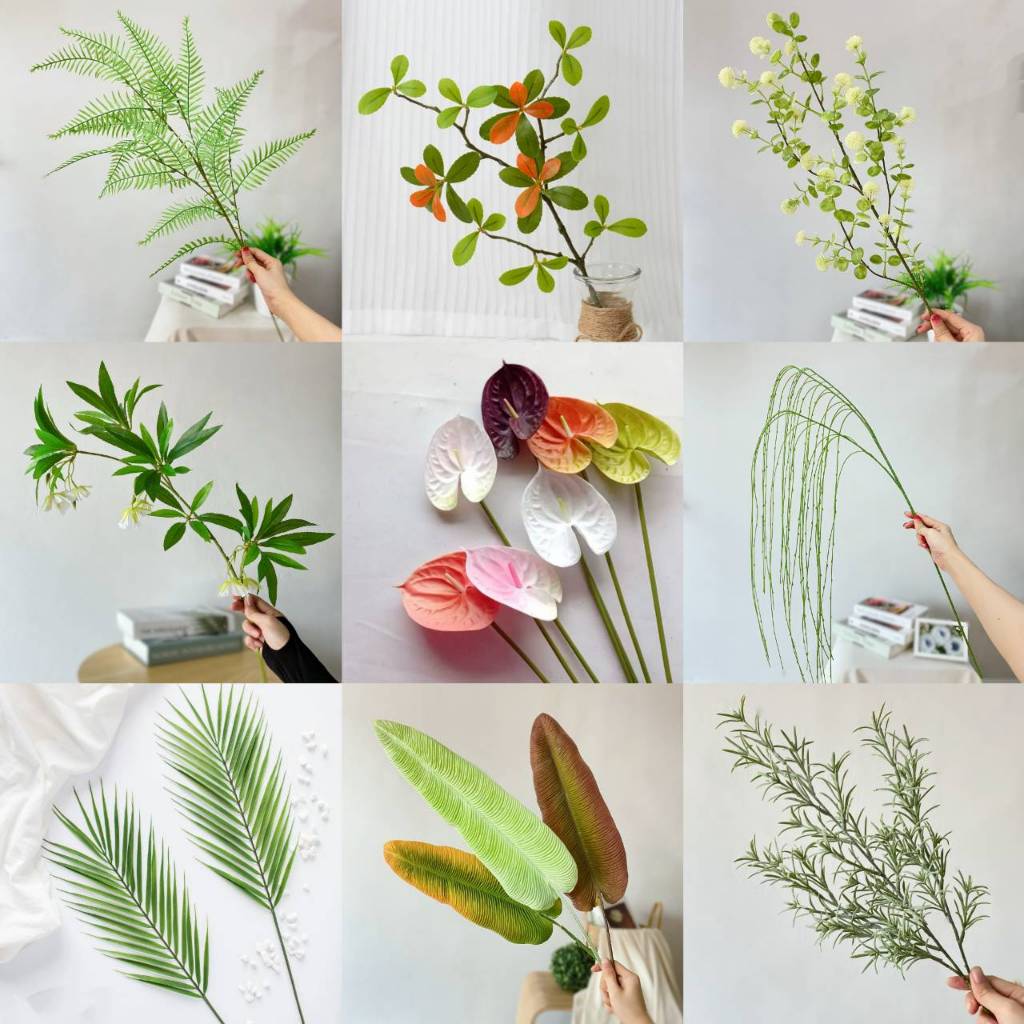 กิ่งใบไม้ประดิษฐ์ ใบไม้ตกแต่งแจกัน มีให้เลือกหลากหลายแบบ ของแต่งบ้าน Grass