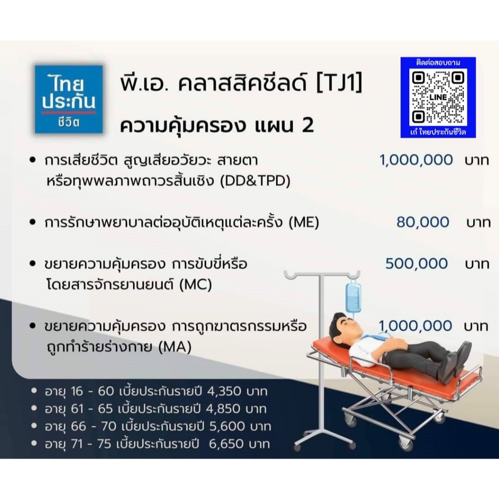 ประกันอุบัติเหตุ TJ1  แผน 2 บริษัทไทยประกันชีวิต