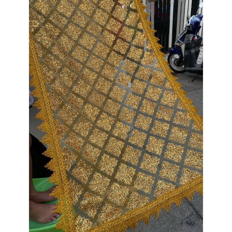 สไบห่มพระพุทธรูป สไบห่มพระ สไบกากเพชร เป็นสไบแบบโปร่งมีหลายขนาด
