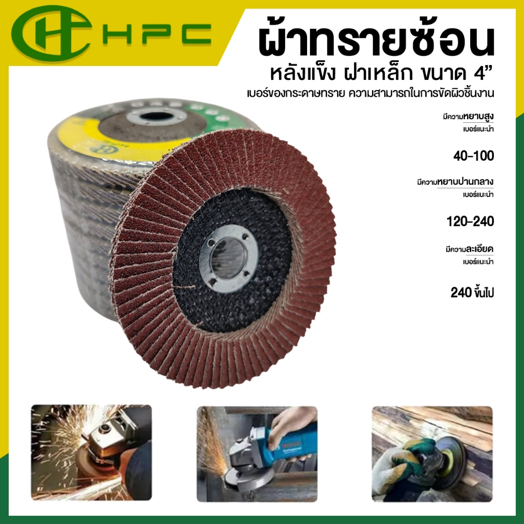 ผ้าทราย ผ้าทรายซ้อน ผ้าทรายซ้อนหลังแข็ง HPC ขนาด 4 นิ้ว เบอร์ 40 60 80 100 120