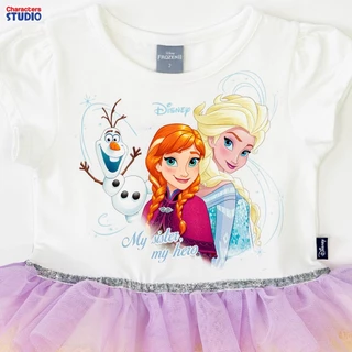 Disney ชุดเดรสกระโปรงเด็กผู้หญิง ลายเจ้าหญิงโฟรเซ่น เอลซ่า แอนนา ผ้าCotton 100% สินค้าลิขสิทธิ์แท้ Characters Studio