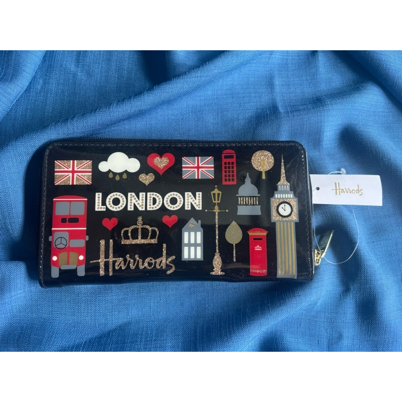 แท้ %จากอังกฤษ กระเป๋าใส่ธนบัตร/เครดิตคาร์ด/เหรียญ✨Harrods Glitter London Long Wallet⭐️