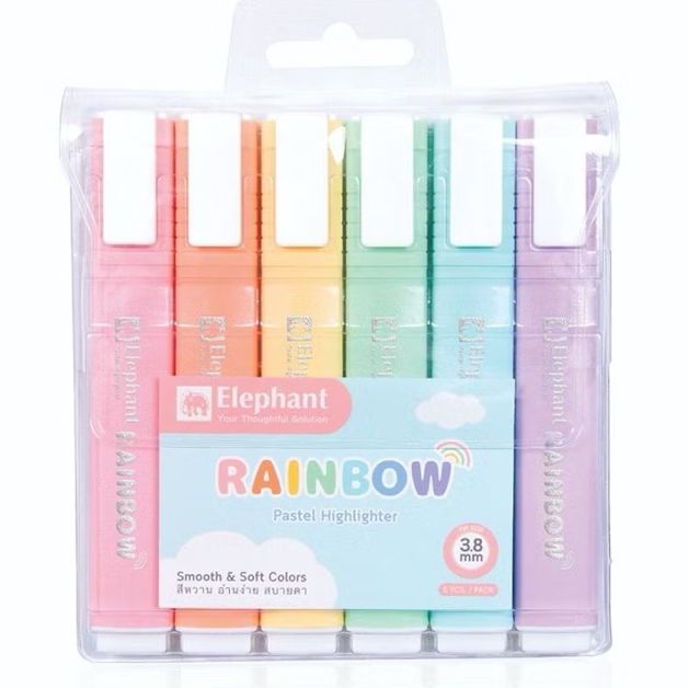 ELEPHANT ปากกาเน้นข้อความ รุ่น Rainbow  pastel glitter คละสี