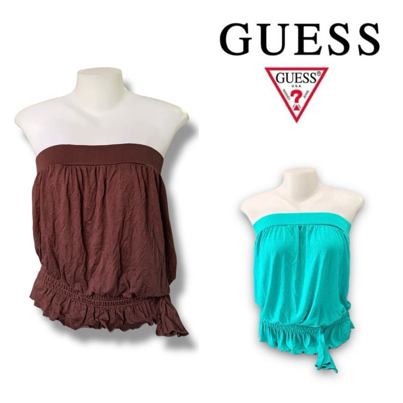 Guess ( GC279 ) เสื้อเกาะอก ผู้หญิง สีเขียวมิ้นท์ ผ้ายืด เซลพร้อมส่ง