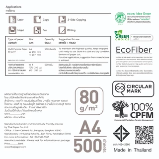 [ส่งฟรี!] Idea Green กระดาษถ่ายเอกสาร 80 แกรม A4 บรรจุ 5 รีม