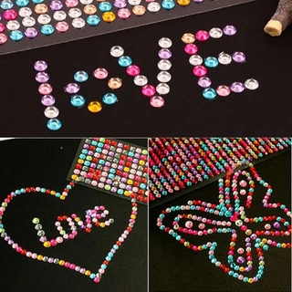 [พร้อมส่ง] 6/5/4/3mm. สติ๊กเกอร์ คริสตัล เพชร DIY Acrylic Crystal Diamond Sticker Decoration ตกแต่ง หนังสือ งานฝีมือ