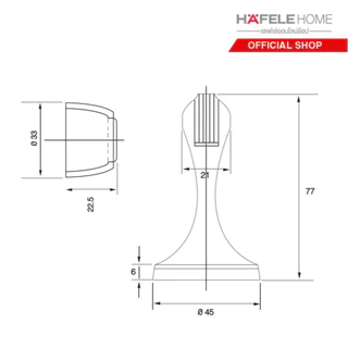 HAFELE กันชนประตูแม่เหล็ก ซิงค์อัลลอยด์ - ZINC ALLOY MAGNETIC DOOR STOPPER