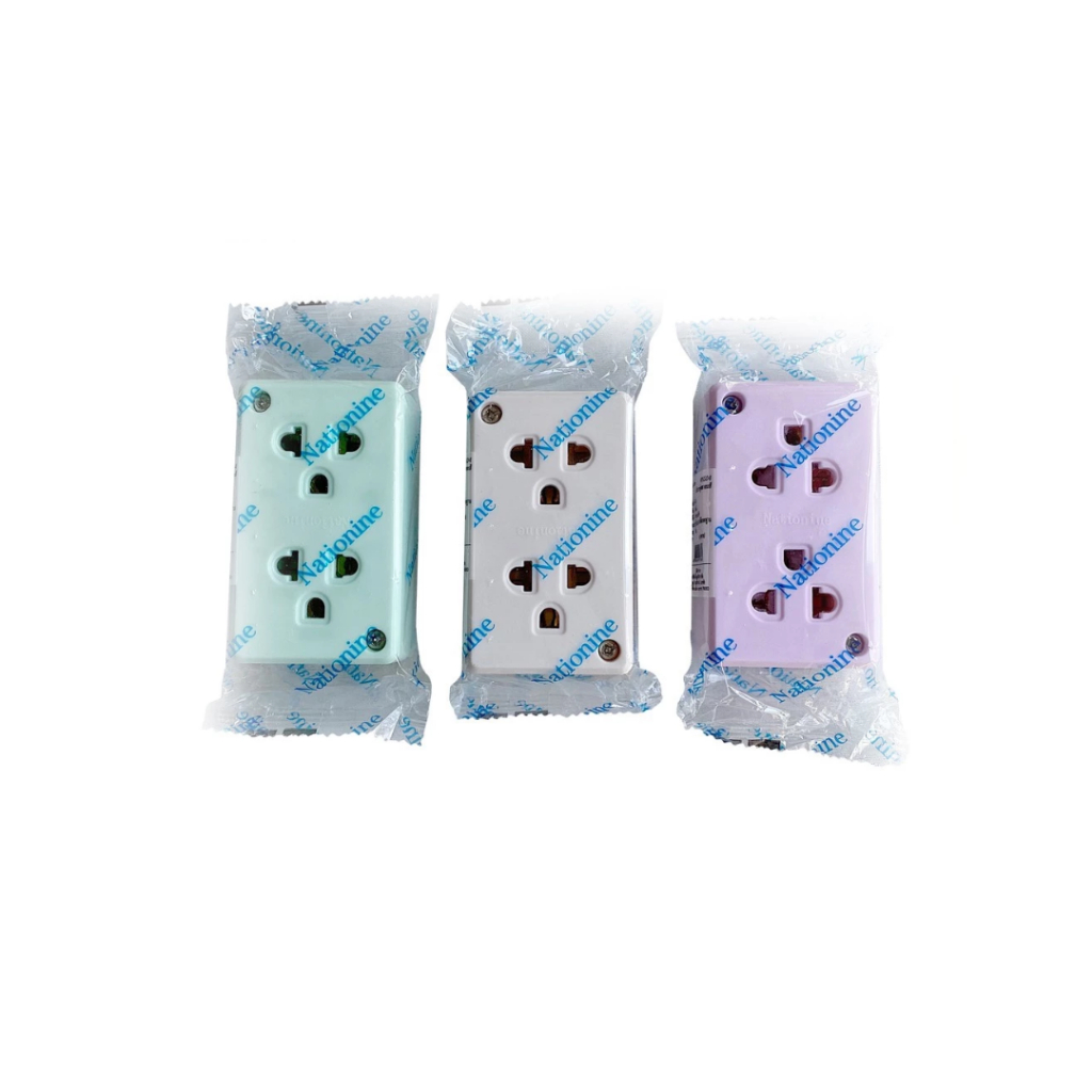 ปลั๊กสามตา WKG04 Nationine กราวด์คู่ลอย คละสี