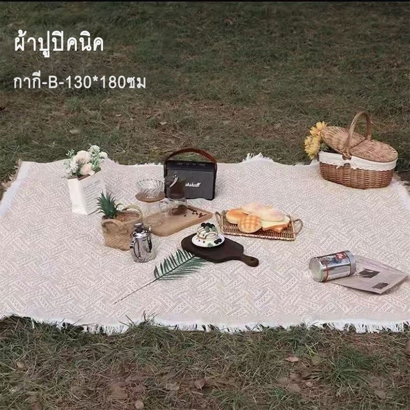 ผ้าปูปิคนิค ผ้าปิคนิค ผ้าปูชายหาด ผ้าคอตตอนลินิน สไตล์เรโทร ผ้าพร็อพถ่ายรูป ล้างทำความสะอาดได้ สีไม่ตก สวยมาก