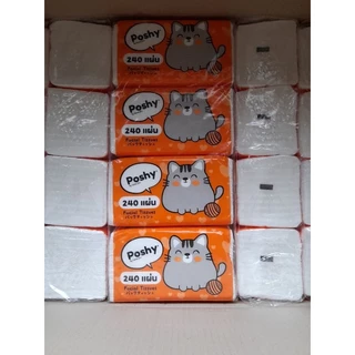 กระดาษทิชชู่ พอชชี่ Poshy 240 แผ่น 1 แพคมี 4 ห่อ ขาย 2 แพค 8 ห่อ 220 บาท กระดาษทิชชู่เช็ดหน้า ทิชชู่พอชชี่