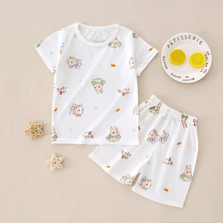 ชุดเซ็ตเด็กแขนสั้น ผ้าใยไผ่ เย็นสบาย นุ่มนิ่ม (6 เดือน - 3 ปี) S7 เสื้อเด็ก พร้อมกางเกง เสื้อผ้าเด็กอ่อน ใส่สบาย ไม่ร้อน