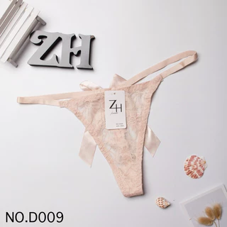 ZH.D009กางเกงชั้นในผู้หญิงลูกไม้จีสตริงหลังโบว์ บิกินี่ลูกไม้เอวต่ำ G-String