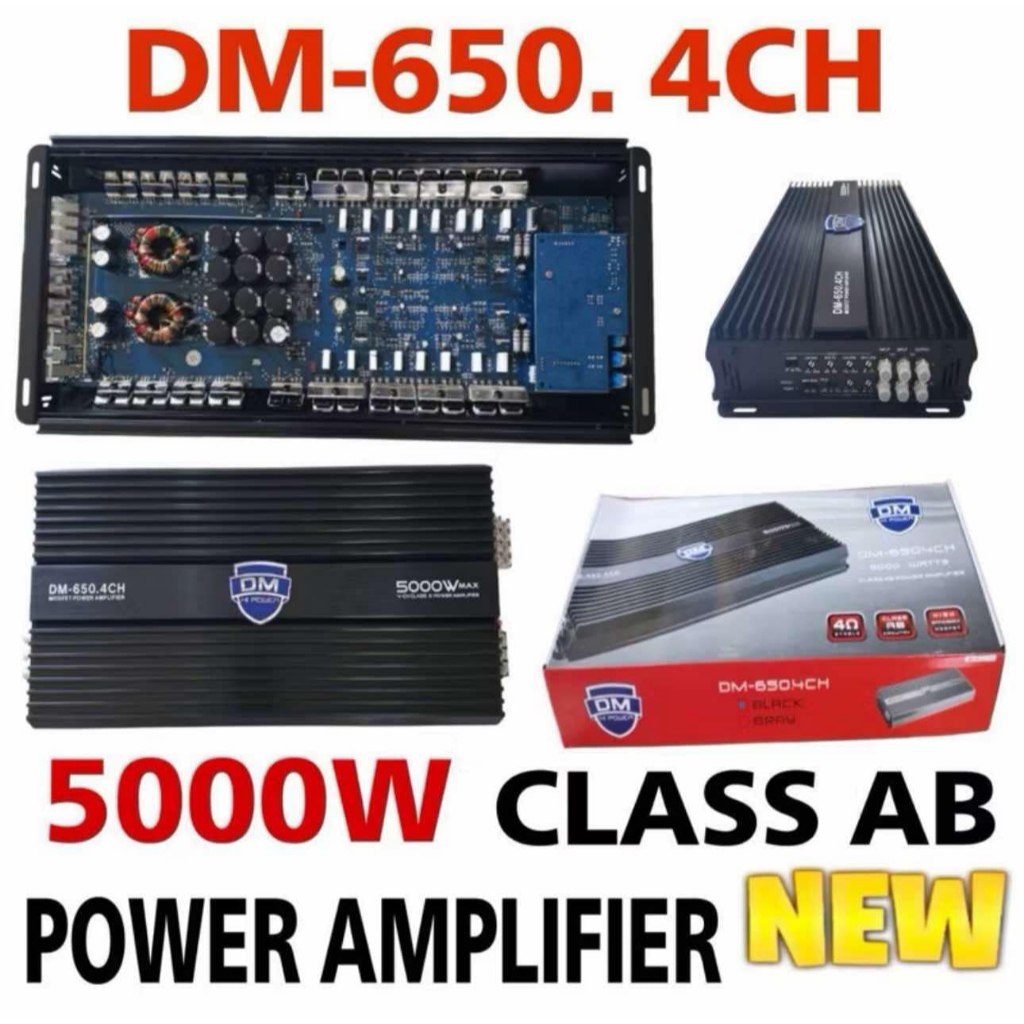 เพาเวอร์แอมป์ DM-650. 4CH 5000W ขับเสียงกลาง 8ดอก แหลม 8ดอก/เครื่องเสียงรถยนต์