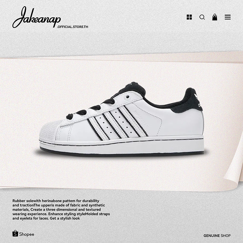 Adidas Originals Superstar 2 Anti-Slip Wear-Resistant Low-Top Skateboard Shoes Unisex White JH5469 [