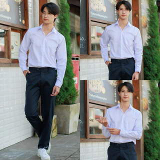เสื้อนักศึกษาชาย แขนสั้น-แขนยาว สีขาวนวล/ขาวสว่าง เสื้อนักศึกษาผู้ชาย