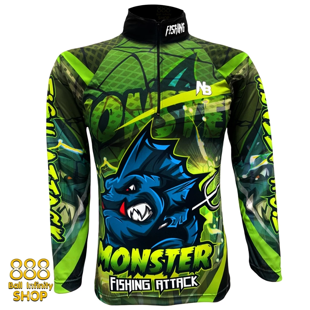 เสื้อตกปลา,ปั่นจักรยาน Set สี 27 Monster Fishing Attack มีให้เลือก 4 สี (สินค้าพร้อมจัดส่ง) ป้องกันแสง UV
