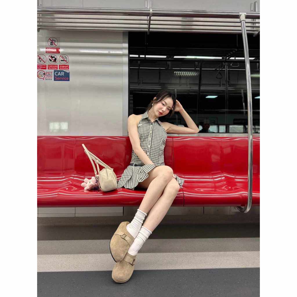 [📢แจกคูปองในไลฟ์/วิดีโอ30%]25twentyfives - H29 รองเท้าปิดหน้าหัวโตสไตล์เกาหลี สูง1.5นิ้ว wilana