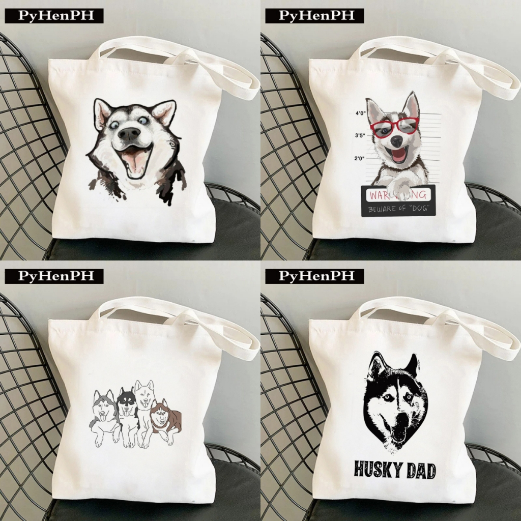 กระเป๋าผ้า มินิมอล 8 ลายHusky ขนาด 34*37cm Tote Bag TT204